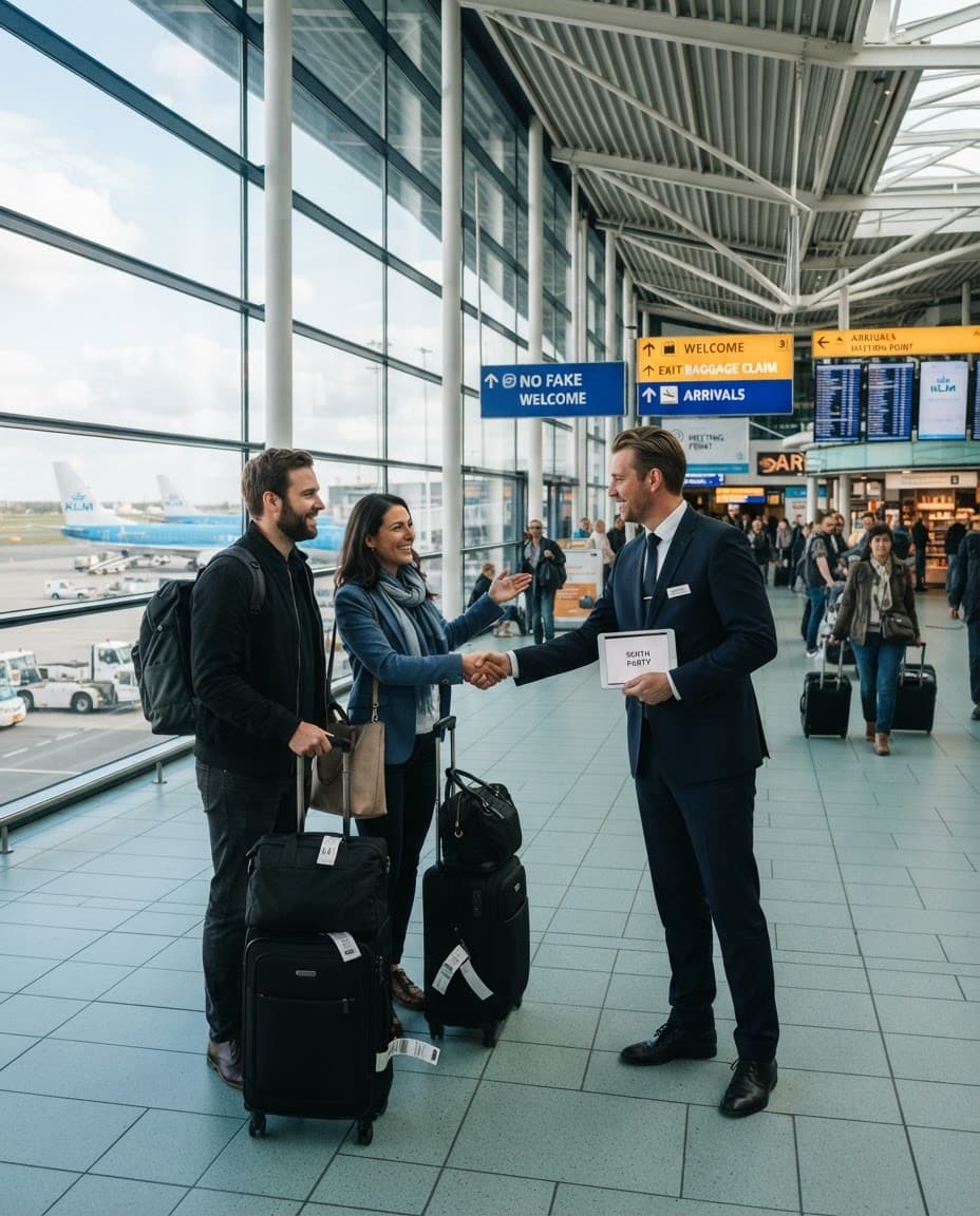 Taxi ophalen op Schiphol voor reizigers naar Utrecht